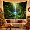 thumbnail image 3 of Tropical Rainforest Waterfall in Misty Canopy, Serene Boho for Nature Lovers, Botanical Wall Art Decor, Housewarming Gift Tapestry Wall Hanging for Bedroom and Living Room, 3 of 7