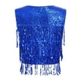 thumbnail image 5 of YONGHS Womens Sequin Fringe Vest Sparkle Open Front Waistcoat Party Prom Glitter Tassel Vest Royal Blue XXL, 5 of 7