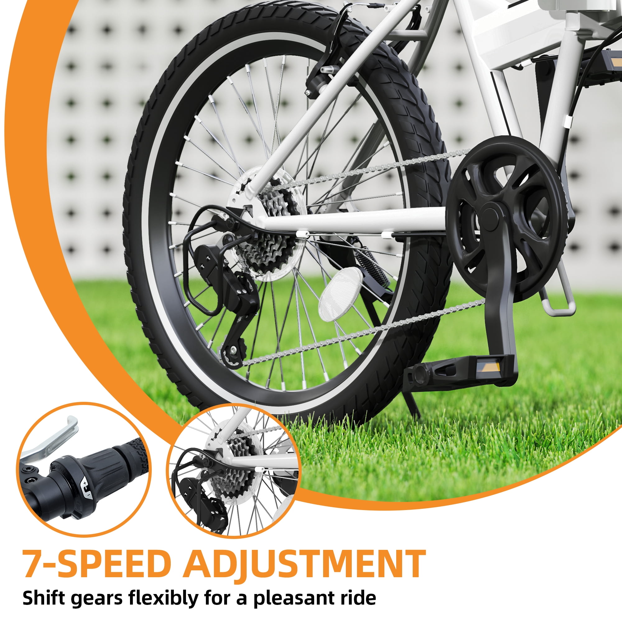 Uforic 20" Folding Bike, 7-Speed Portable Bicycle for Adults, Ideal for Commuting & Fitness, White