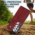 thumbnail image 5 of Dteck for Samsung Galaxy A33 5G Slim Case, Shockproof Premium PU Leather Soft TPU Business Cover with Wrist Strap Kickstand Flip Stand Protection Case, red, 5 of 7