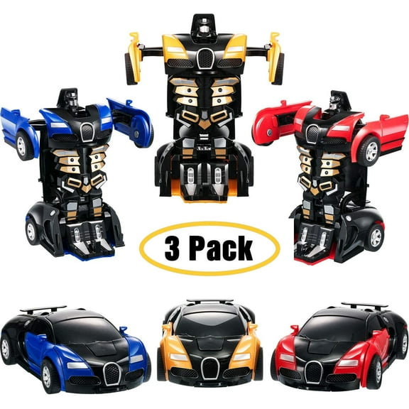 Homaful 3 Pack Pack Robot Car Toy 2 in 1 Deformation Car for Kids Boys Playing Transform Car Robot Toys for 3 4 5 6 7 8 Year Old Girls Boys Best Christmas Birthday Gifts