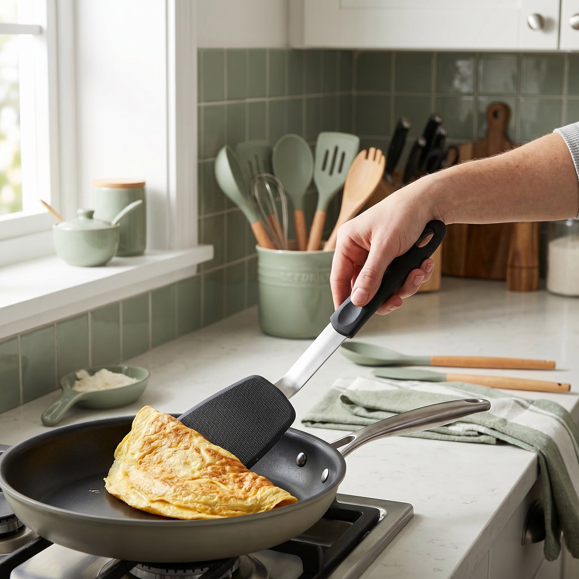Unique Bargains Kitchen Utensils Set with Heat-Resistant Spatula Tools Black 12x3.1 inch