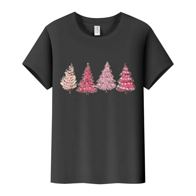 Pavied T-Shirts Graphiques pour Femmes, Imprimé de Noël, Col Rond, Manches Courtes, T-Shirt Noir 2TG