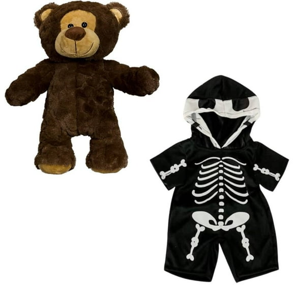16-Inch Romeo the Bear and Spooky Skeleton Morph Suit - Halloween Plush Costume for Kids, Charming Bear Plush with Creepy Skeleton Outfit for Trick-or-Treat, Holiday Fun, & Gifts