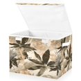 thumbnail image 2 of 40L Lidded Home Storage Bins Foldable Storage Box with Handle for Home Bedroom Closet, Afterimage Of Brown Flowers Printed, 2 of 7