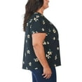 thumbnail image 4 of Hilary Radley Women's V-Neck Flutter Sleeves Lightweight Floral Print Blouse Top-Navy / S, 4 of 5