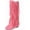 Pink, variant on Women's Fringe Western Boots Ladies Fashion Hidden Heel Knee-high Boots Casual Round Toe Platform Tassel Boots