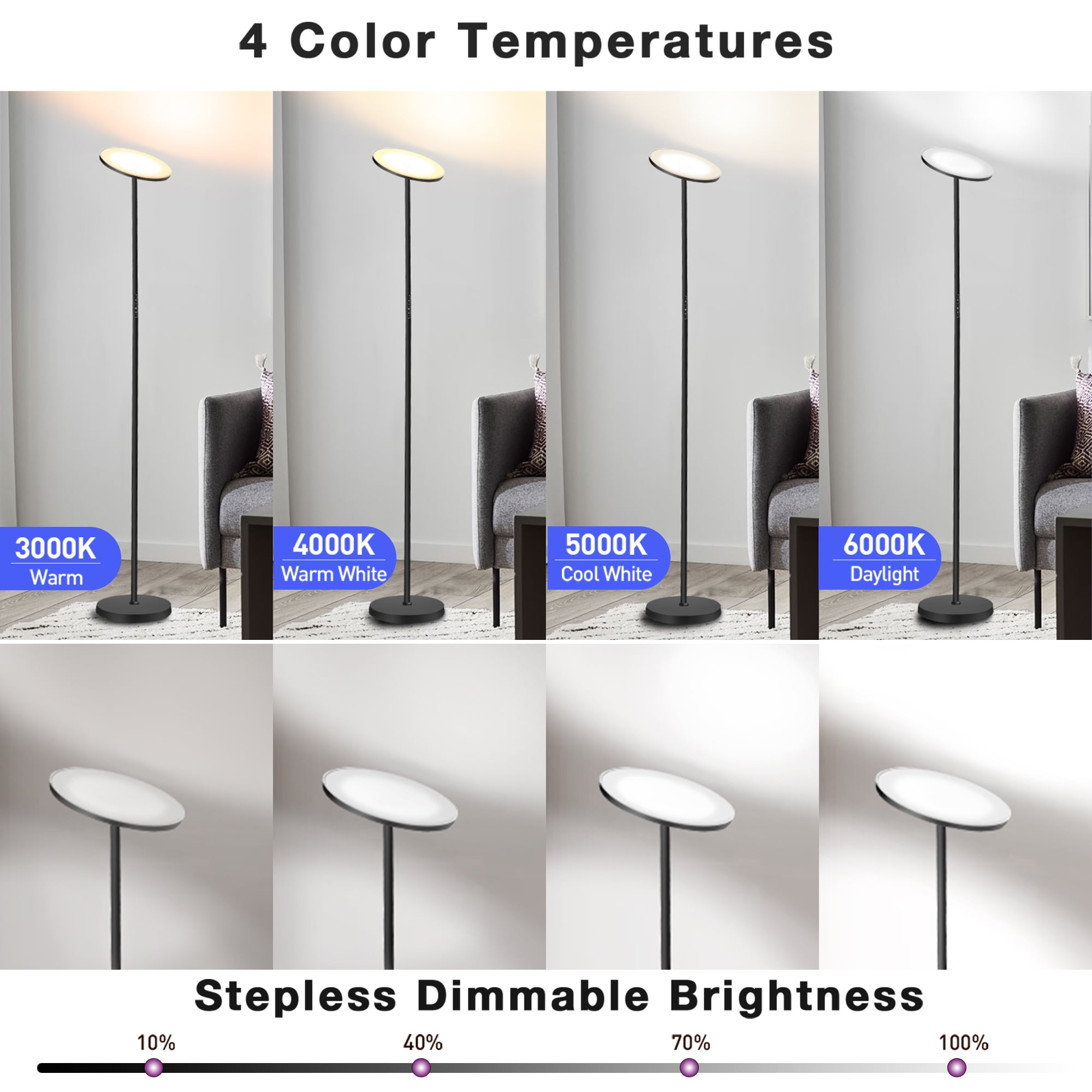 Led torchiere best sale floor lamp dimmable