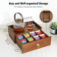 thumbnail image 2 of Bamboo Tea Bag Organizer, Tea Organizers and Storage Box, Tea Caddy with 8 Adjustable Compartments, Wooden Tea Station Chest Display, Organizador De Te, Brown, 2 of 4