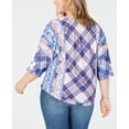 thumbnail image 2 of Style & Co. Womens Plus Button-Up Front Tie Tops, Natural, 1X, 2 of 3