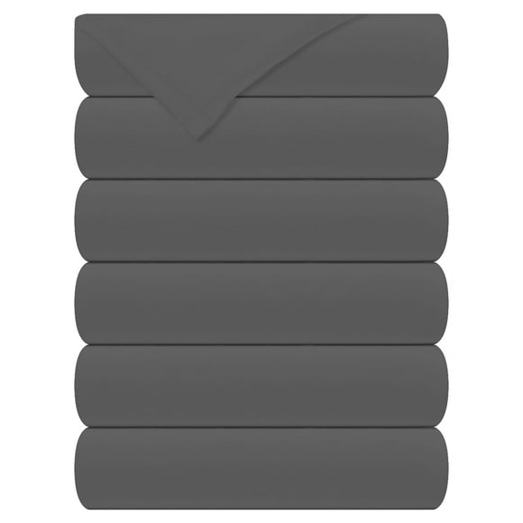 ROYALE LINENS 6 Pack Bulk Flat Sheet Set - Top Sheet - Soft 1800 Microfiber - Wrinkle Stain Resistant - for Hotel, Massage Table, Hospital, Dorm - King Flat Sheet Sold Separately (King, grey)