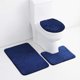 thumbnail image 4 of 3 PCS Bathroom Mat Set Stone Embossed Toilet Lid Cover Floor Mats Bathtub Side Absorbent Carpets Navy Blue, 4 of 4