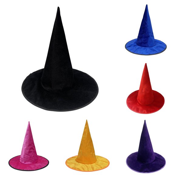 RUTAYY Women's Halloween Witch Hat Solid Color Glitter Party Performance Hats Black
