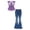 Lavender, variant on inlzdz Girls Flare Outfits Sparkle Ruffle Sleeve Dance Crop Top with Flared Jeans Denim Pants Set Lake Green 12