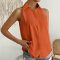 thumbnail image 2 of Tungbrin Women's Plus Size Sleeveless T Shirts Button down V Neck Solid Tops Summer Lightweight Loose Fashion Casual Blouse, 2 of 7