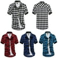 thumbnail image 1 of Chemise d'Été Décontractée pour Hommes à Manches Courtes à Carreaux M-3TG, 1 of 6