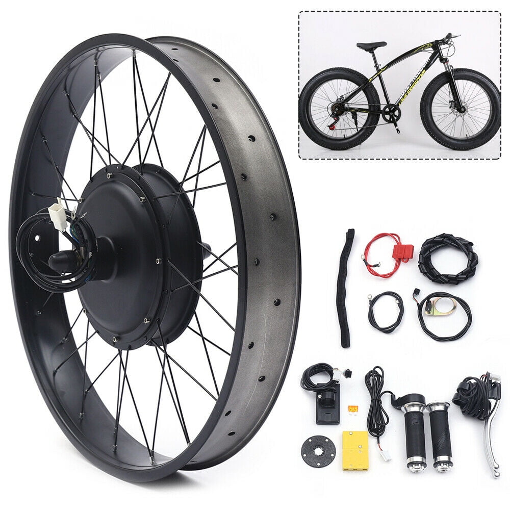 Wuzstar 26" Flat Front Rear Wheel EBike Hub Motor Kit, 48V 1000W