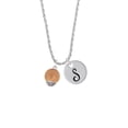 thumbnail image 2 of Delight Jewelry 12mm Stardust Round Rose Goldtone Spinner Silvertone Script Initial Disc - S - Charm Necklace, 20"+3", 2 of 4