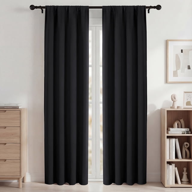 Blackout Cortinas, Cortinas Blackout 42x84in Juego de 2 Paneles, Cortinas Blackout con Bolsillo para Barra para Recámara y Sala de Estar, Cortinas de Ventana con Aislamiento Térmico y Reducción de Ru