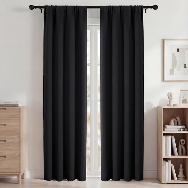 Blackout Cortinas, Cortinas Blackout 42x84in Juego de 2 Paneles, Cortinas Blackout con Bolsillo para Barra para Recámara y Sala de Estar, Cortinas de Ventana con Aislamiento Térmico y Reducción de Ru