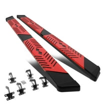DNA Motoring 5.5" Side Step Nerf Bars Running Boards for 2019-2022 Ram 1500 Crew Cab, Black / Red