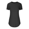 thumbnail image 5 of Women's Short Sleeve Tops Summer Casual Knit Loose Flowy Curved Hem Crew Neck Shirts Soft Breathable Blouses (2XL, Black), 5 of 7