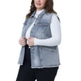 thumbnail image 4 of Agnes Orinda Women's Plus Size Jean Vest Raw-Hem Sleeveless Fashion Denim Jacket 1X Gray Blue, 4 of 6