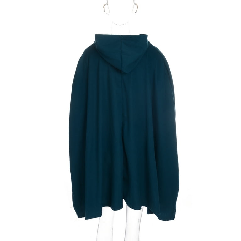 Women'S Single Button Wool Cloak Designer Women Retro Hooded Solid Color  Floor-To-Ceiling Medieval Long Cloak Coat 