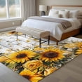thumbnail image 4 of Large Area Rugs for Living Room Bedroom, Farmhouse Sunflower 6'x9' Rug Washable Carpet Runner Indoor Outdoor, Vintage Daisy Butterflies Gray Wood Non Slip Floor Mats Rug for Kitchen, Playroom, 4 of 8