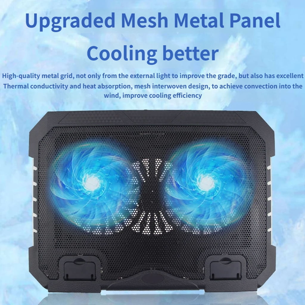 Double Fan Laptop Coolers Pad Adjustable Speed Plastic Base For PC Office Gaming