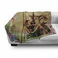 thumbnail image 3 of Bicycle Soft Flannel Fleece Blanket, Double Exposure Image Bikes in Urban Street Retro Swirling Floral Backdrop Effects, Cozy Plush for Indoor and Outdoor Use, 60" x 80", Multicolor, by Ambesonne, 3 of 6