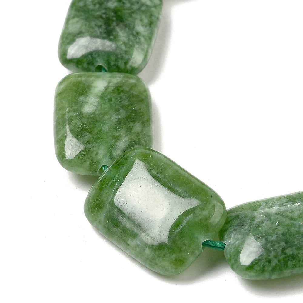 Natural Dyed Malaysia Jade Beads Strands Rectangle Green 18~18.5x13~13.5x4.5~5mm Hole: 1.2mm 22pcs/strand 15.87''(40.3cm)