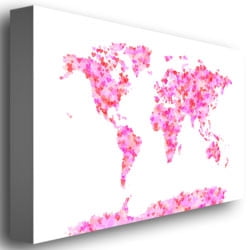 Trademark Art "Love Hearts Map" Canvas Wall Art by Michael Tompsett
