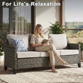 thumbnail image 3 of Opohoro 7 Piece Outdoor Conversation Set, Weather Resistant Rattan Patio Furniture Sofa Set with Swivel Rockers, Side Tables and Ottomans, Ideal for Deck Balcony Porch, 3 of 11