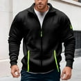 thumbnail image 2 of XIAONU Mens Sweatshirts Zipper Front Color Blocked Sleeveless Hoodless Jacket Long Sleeved Slim Fit Polo Sweatshirt With Pockets, 2 of 6
