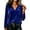 Blue, variant on Women's Velvet Pullover Top, Long Sleeve V-Neck Button-Up Blouse, Winter Casual Fuzzy Sweater Jacket For Party Pink 2Xl
