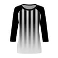 thumbnail image 3 of ameIAEA T-Shirts à Manches 3/4 pour Femmes Col Rond Décontracté Hauts à Rayures Color Block 2024, 3 of 5