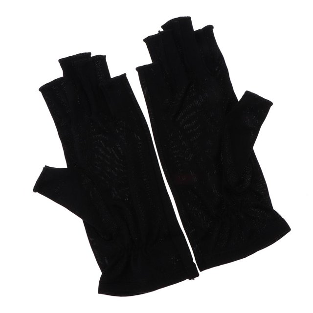 TISHITA Gant en Soie Extensible pour Femmes Demi-Doigt Protège Gants Sans Doigts Noir