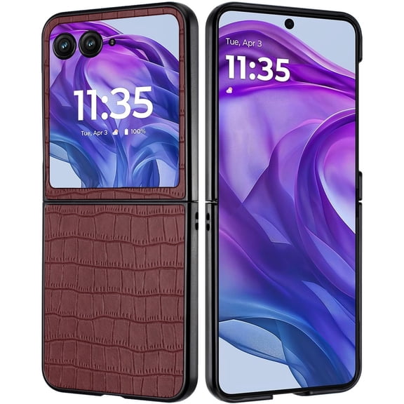 XPM for Motorola Razr PLUS (2025 /2024) PU Vegan Leather Case, Premium Snap-On Hard Shell Cover, Slim Fit Protective Matte Finish Phone Case Cover (Brown)