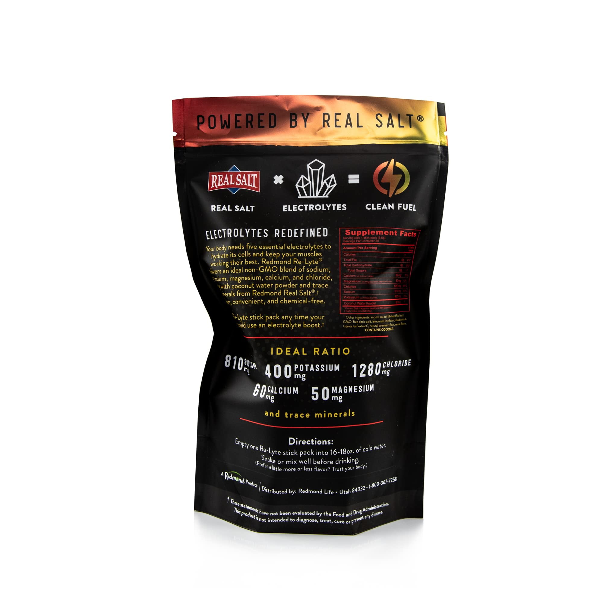 REDMOND Re-Lyte Electrolyte Drink Mix (Strawberry Lemonade) 30 Stick Packs