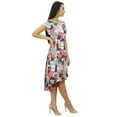 thumbnail image 3 of Bimba Women's Newspaper Print Asymmetrical Shift Dress Short Sleeve Boat Neck, 3 of 8