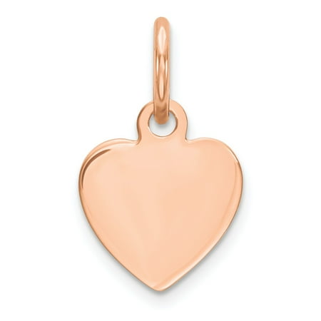 - Solid 14k Rose Gold Plain .018 Gauge Engraveable Heart Disc Pendant Charm (9mm x 14mm)