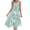 thumbnail image 2 of JTZGDY Women's Casual Summer Dress Retro Floral Printed Sleeveless Sundress Hankerchief Hem Midi Tank Dresses Loose Flowy Crewneck Beach Dress with Pockets Light Blue#01 S, 2 of 7