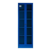 Glamour Home Avidan 70" Metal & Acrylic Glass French Door Cabinet in Blue