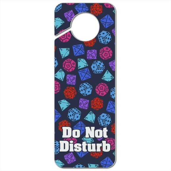 Dungeon Dice Pattern For Fighting Dragons Plastic Door Knob Hanger Sign