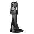 thumbnail image 3 of SUNSIOM Nuisette Babydoll pour Femmes à Manches Longues, Col en V, Chemise en Maille, Tenue de Nuit, Longue Robe, Garniture à Volants, Nuisette Transparente, 3 of 10