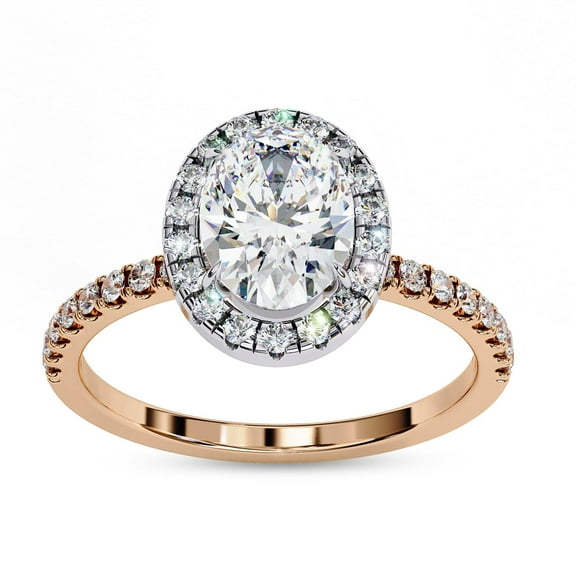 AFFY Solitaire Engagement Ring | Center 8X6MM Oval Cut Lab Created Moissanite Promise Rings For Women In 10K Solid Rose Gold Jewelry Gift for Her, Ring Size 10