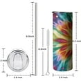 thumbnail image 5 of 20oz Colorful Tie Dye Mandala Pattern Skinny Tumblers Stainless Steel Tumbler with Lid and Straw,Vacuum Insulated Double Wall Travel Tumbler Cups with Cleaning Brush for Coffee,Tea, 5 of 6