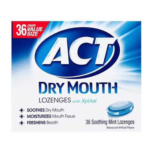 ACT Dry Mouth Soothing Mint Lozenges with Xylitol 36 ea, 2 Pack
