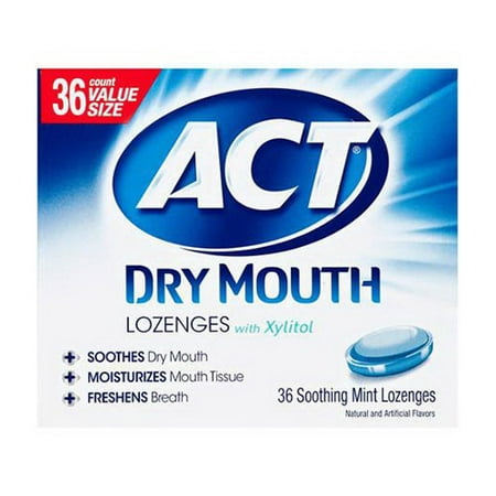 ACT Dry Mouth Soothing Mint Lozenges with Xylitol - 36 ea, 2 (Best Mouthwash For Bad Breath And Dry Mouth)